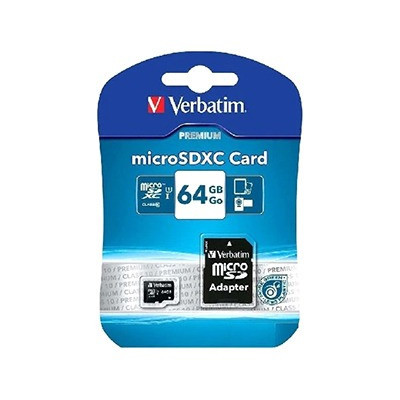 MEMORY CARD MICRO SD/TRANSFLASH 64GB VERBATIM CLASSE 10 44084